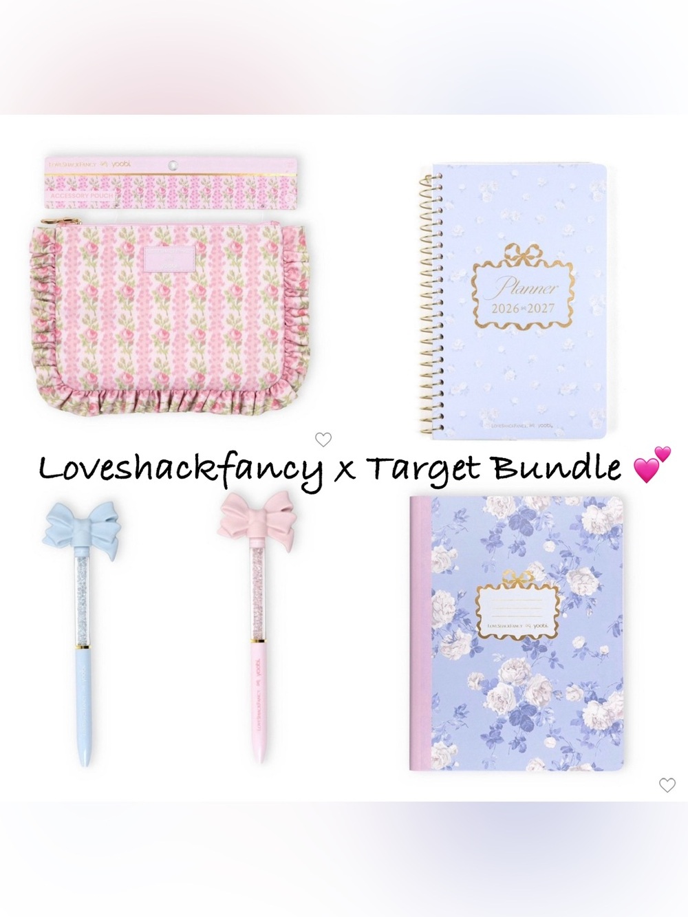Bundle Loveshackfancy x Target Planner, case, composition & Pen